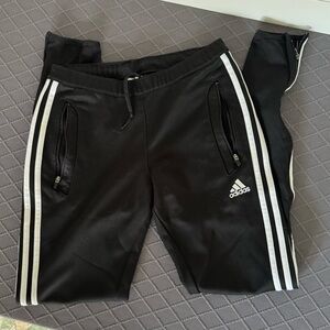 Adidas Black Joggers with White Stripes, Women’s XS